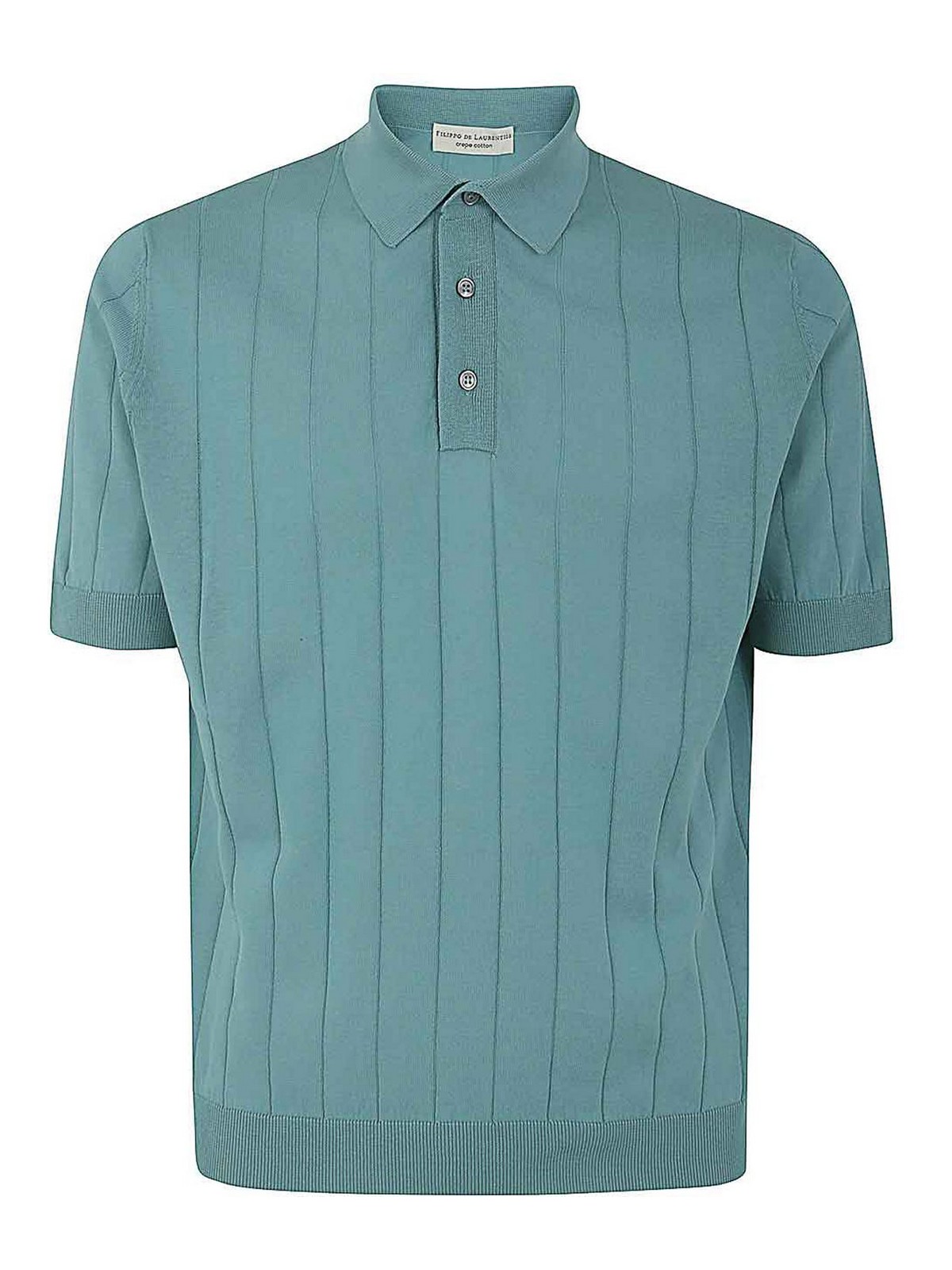 Shop Filippo De Laurentiis Short Sleeves Ribbed Polo In Blue