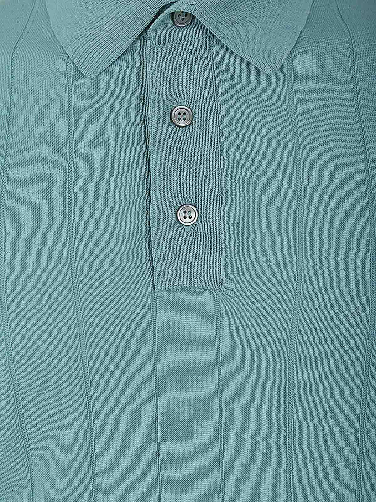 Shop Filippo De Laurentiis Short Sleeves Ribbed Polo In Blue