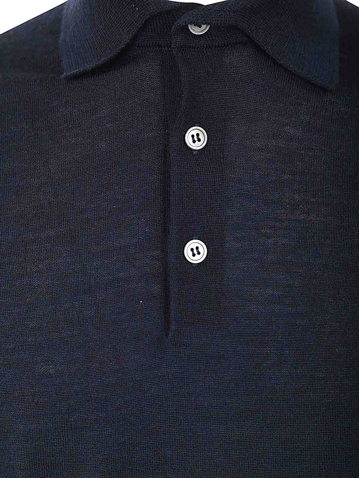 Shop Filippo De Laurentiis Long Sleeves Polo In Blue