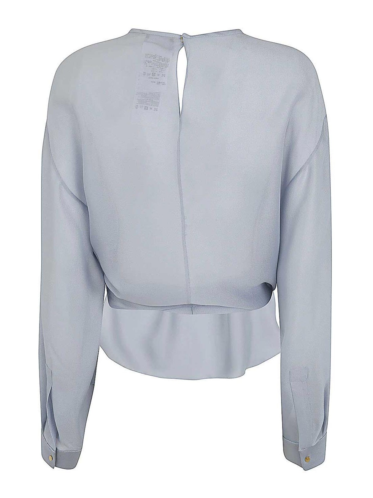 Shop Giorgio Armani Crew Neck Shirt With Slits In Blue