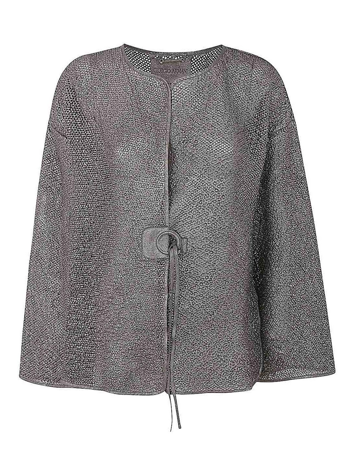 Shop Giorgio Armani Nappa Jacket In Grey