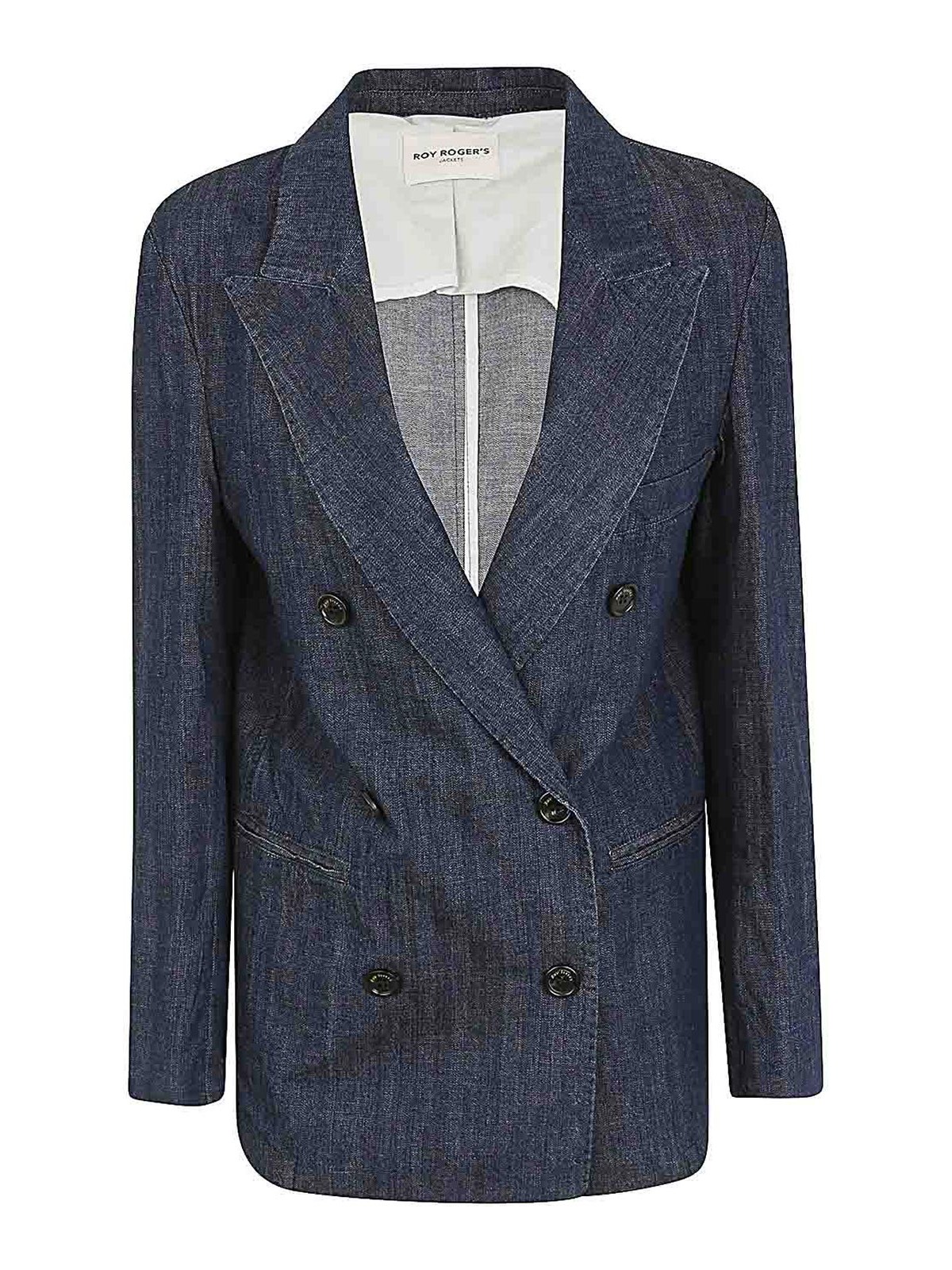Shop Roy Rogers Double Breasted Blazer In Blue