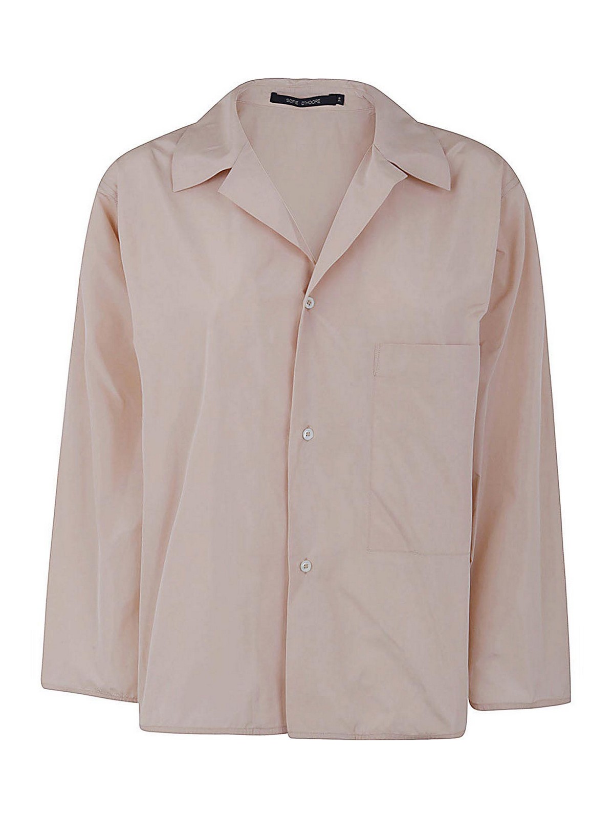 Shop Sofie D'hoore Long Sleeve Shirt With Front Applied Pocket In Nude & Neutrals