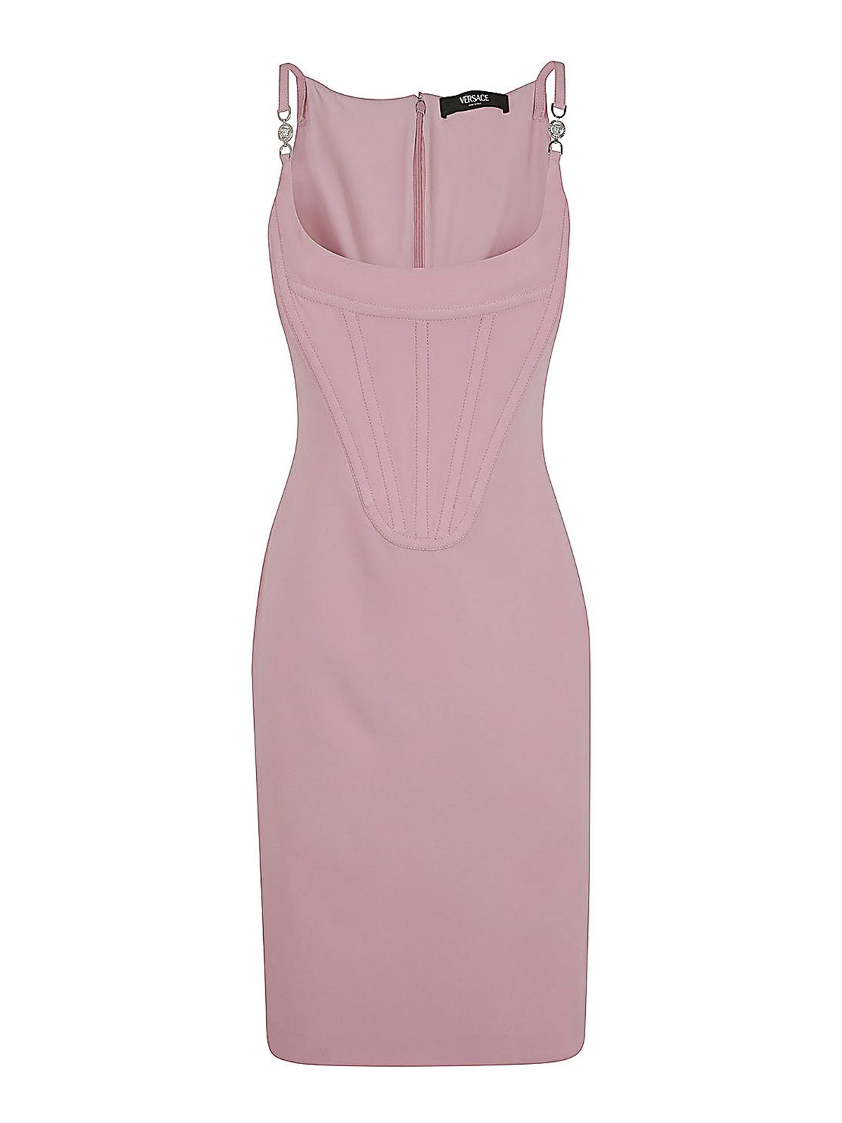 Shop Versace Cocktail Dress Enver Satin Fabric In Pink