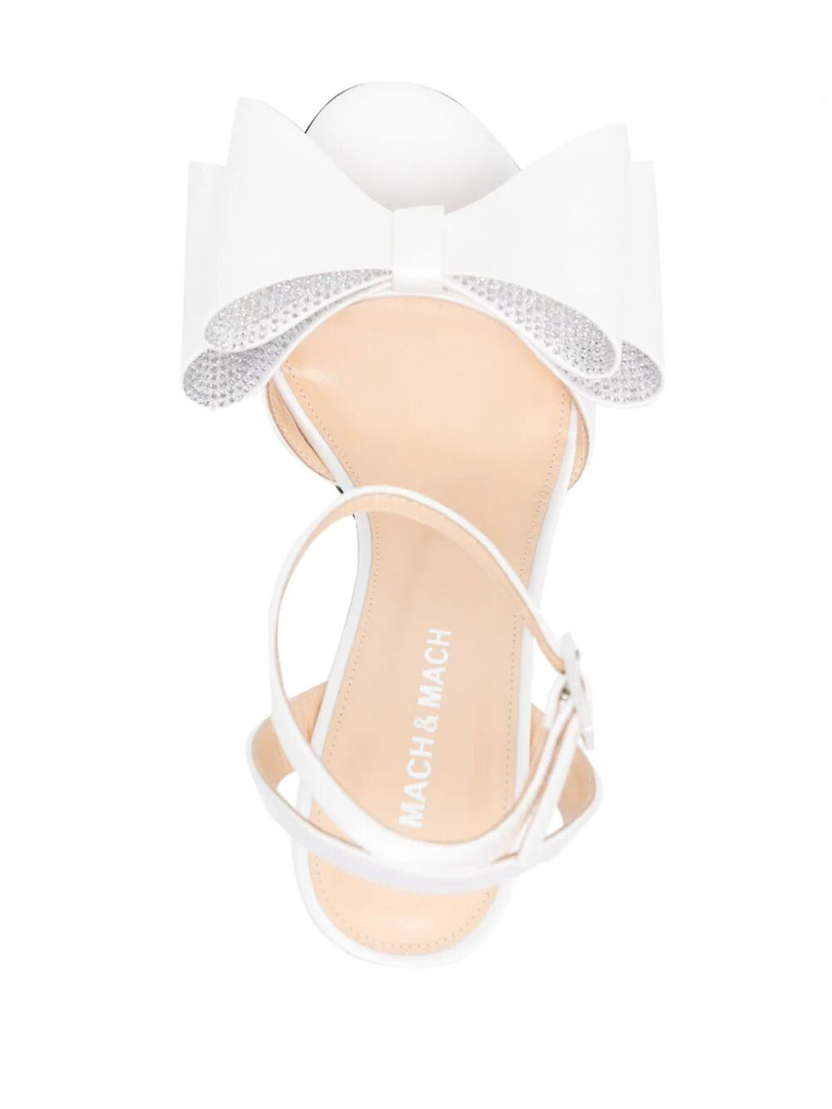 Shop Mach & Mach Cadeau Round Toe Satin Sandal In White
