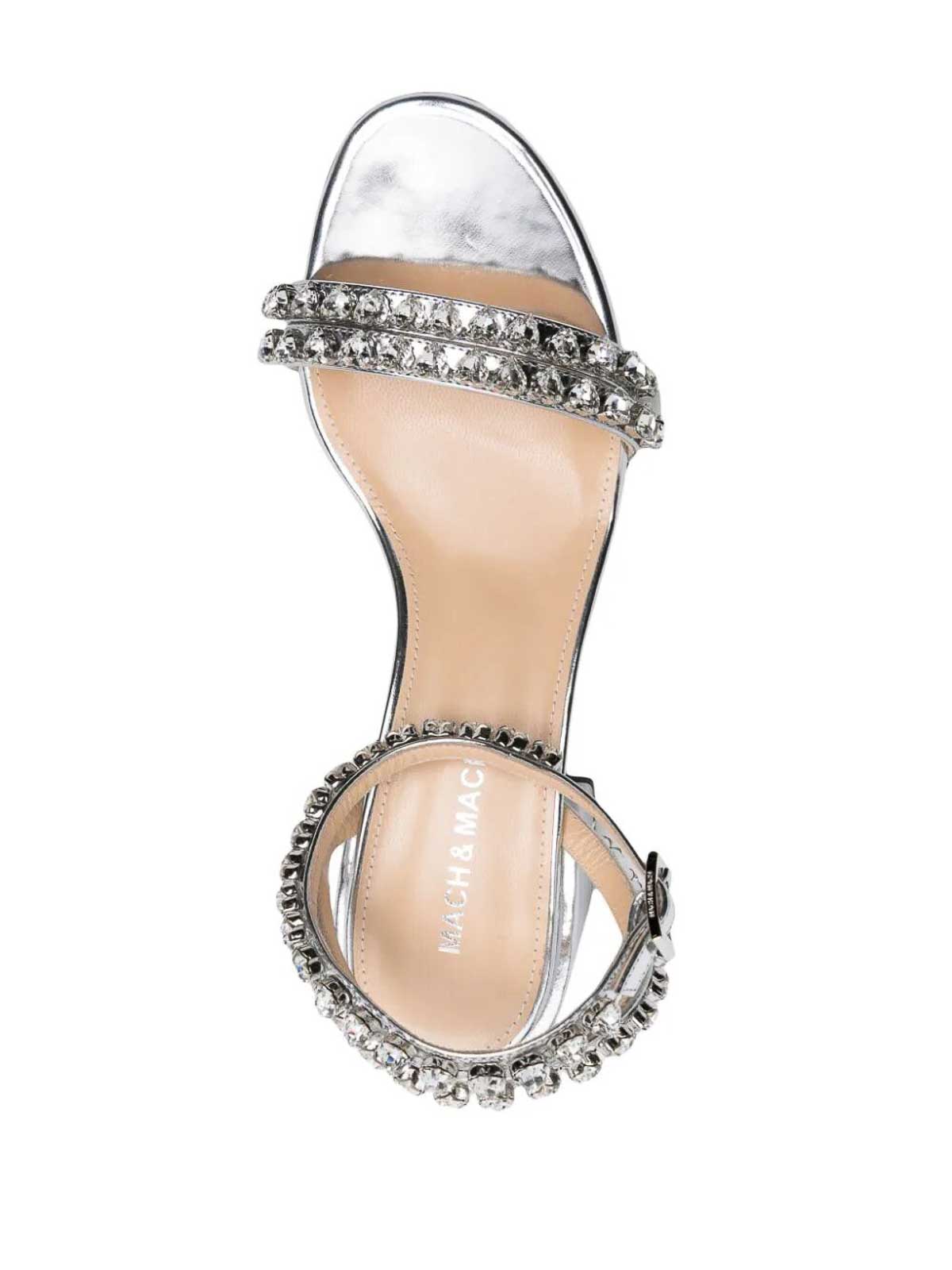 Shop Mach & Mach Audrey Crystal Round Toe Mirror Sandal In Metallic