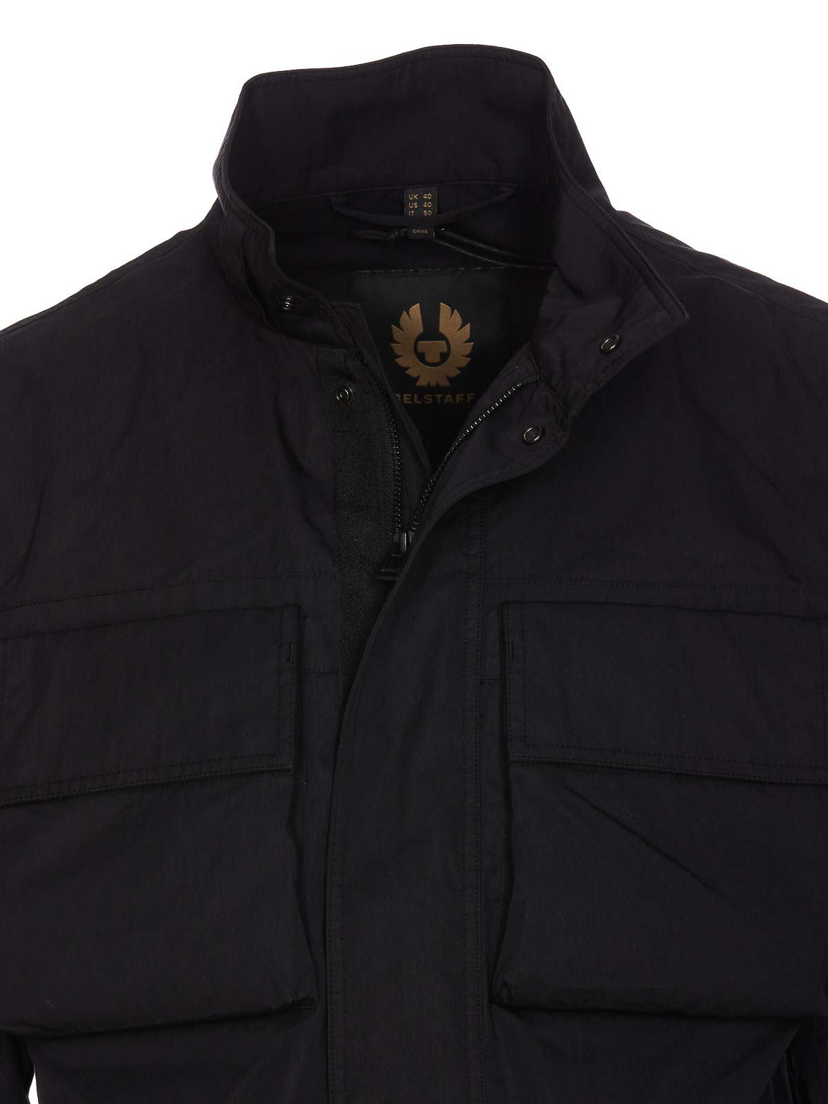 Shop Belstaff Black Sprint Jacket With Zip And Buttons