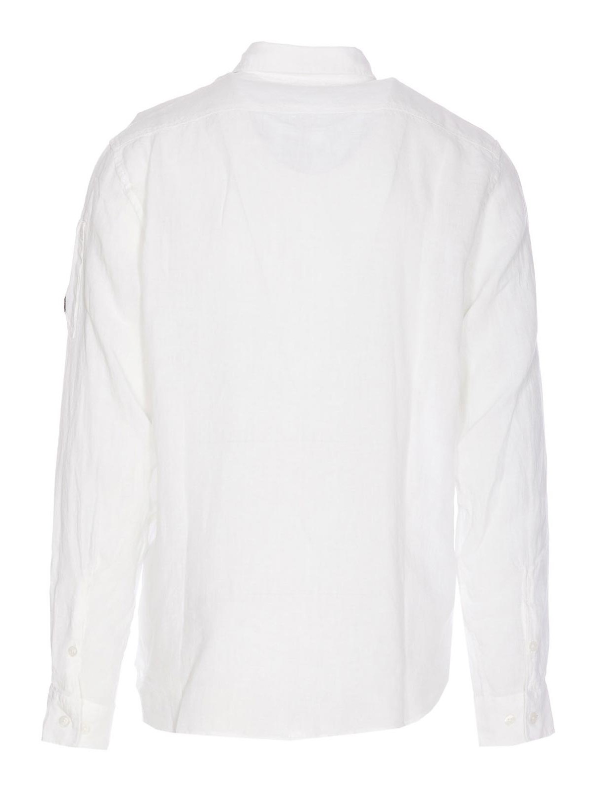 Shop C.p. Company Logo Linen Shirt In White