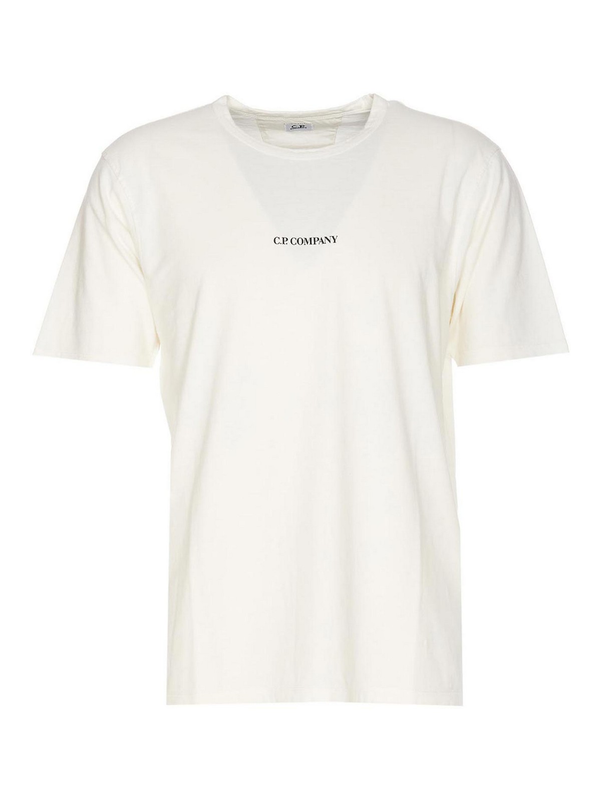 C.p. Company White T-shirt Crewneck Frontal Print Logo