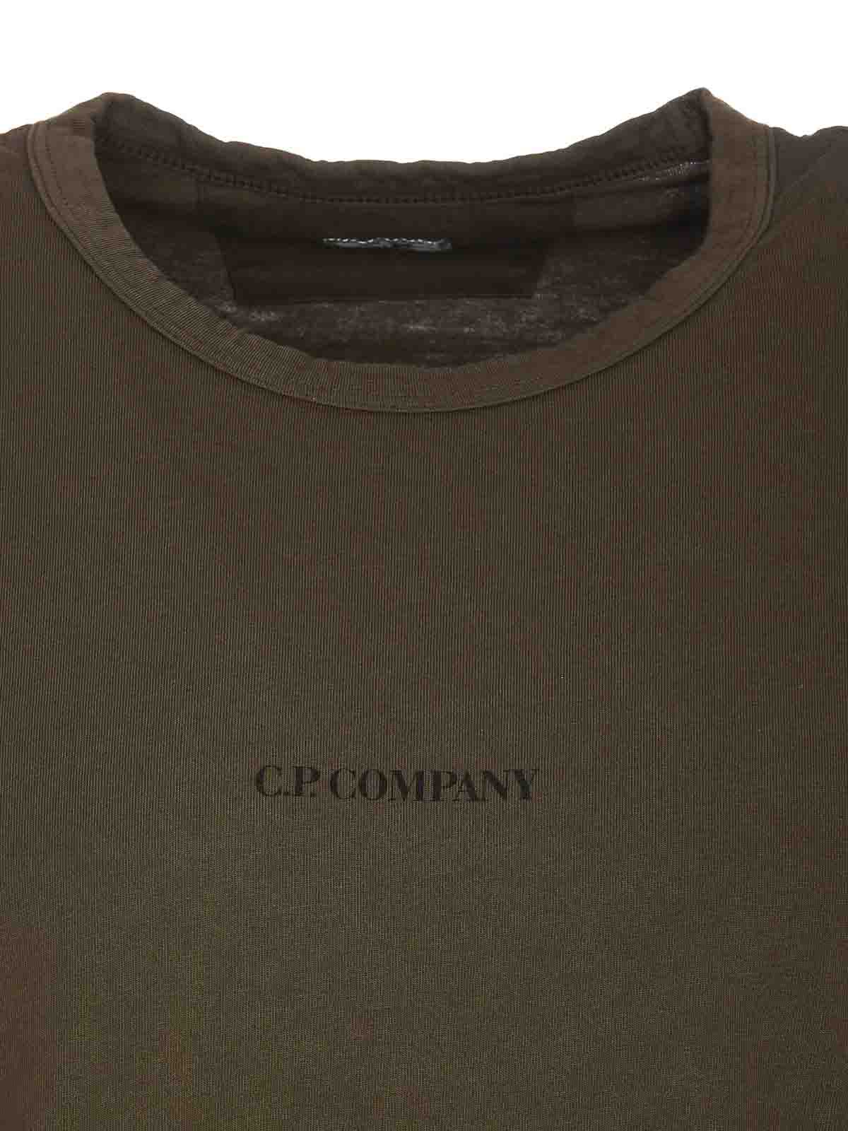 Shop C.p. Company Ivy Green T-shirt Crewneck Frontal Print