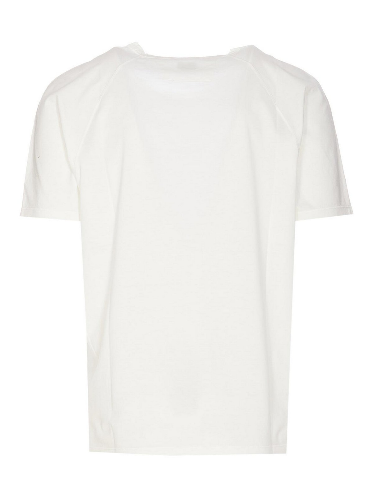 Shop C.p. Company Gauze White T-shirt Crewneck Frontal Print