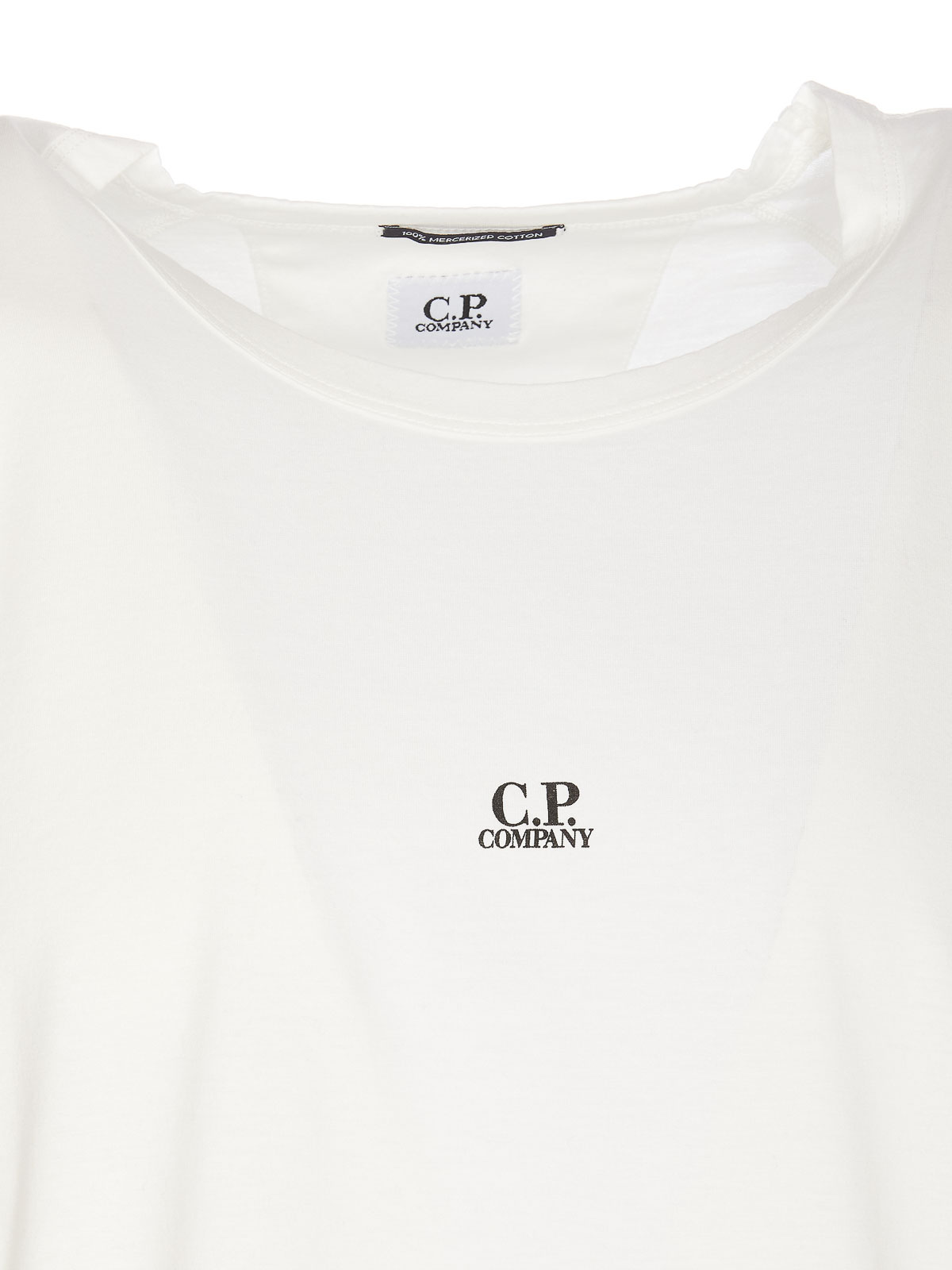 Shop C.p. Company Gauze White T-shirt Crewneck Frontal Print