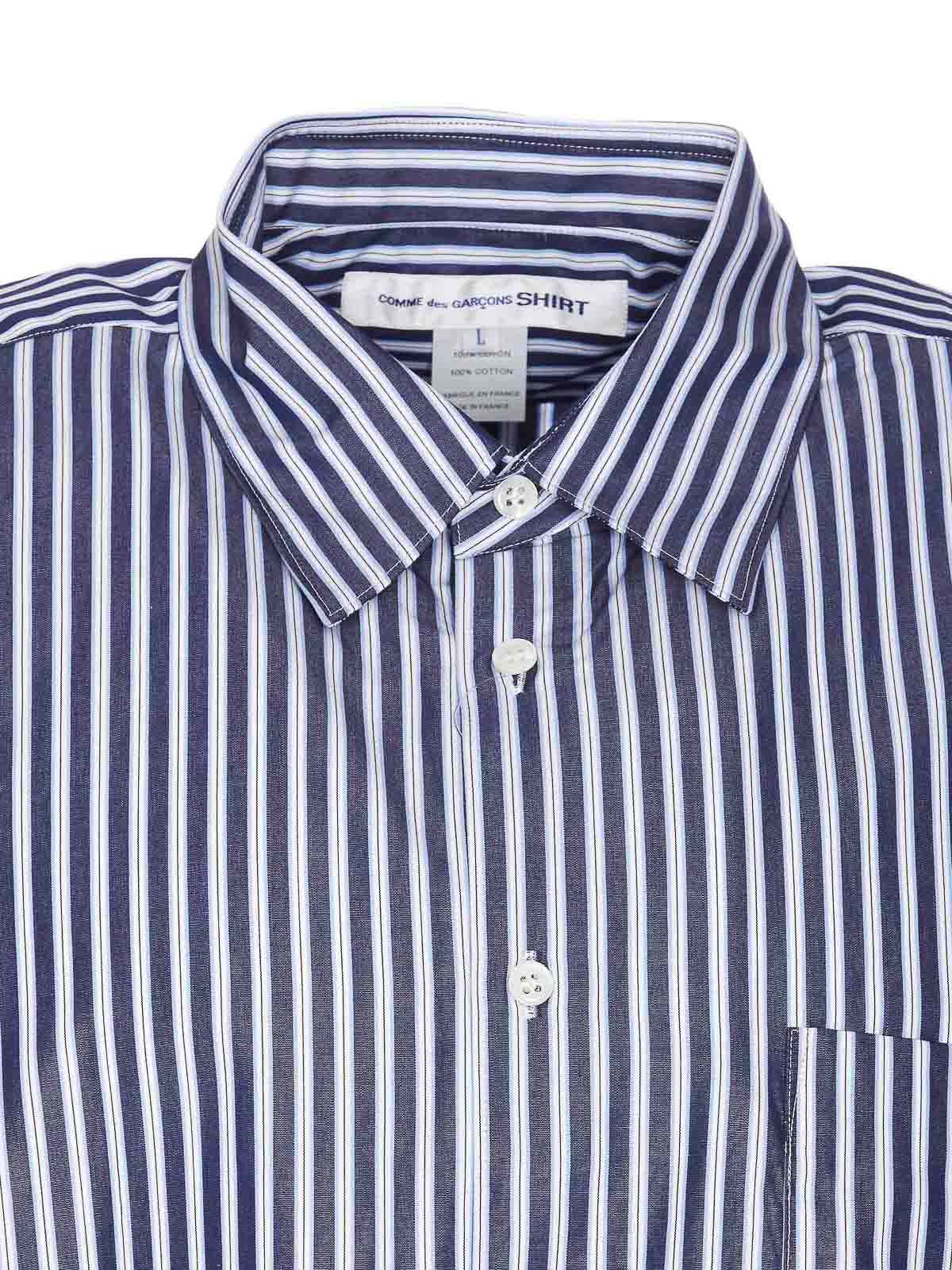 Shop Comme Des Garçons Blue And White Shirt Striped Al Buttons