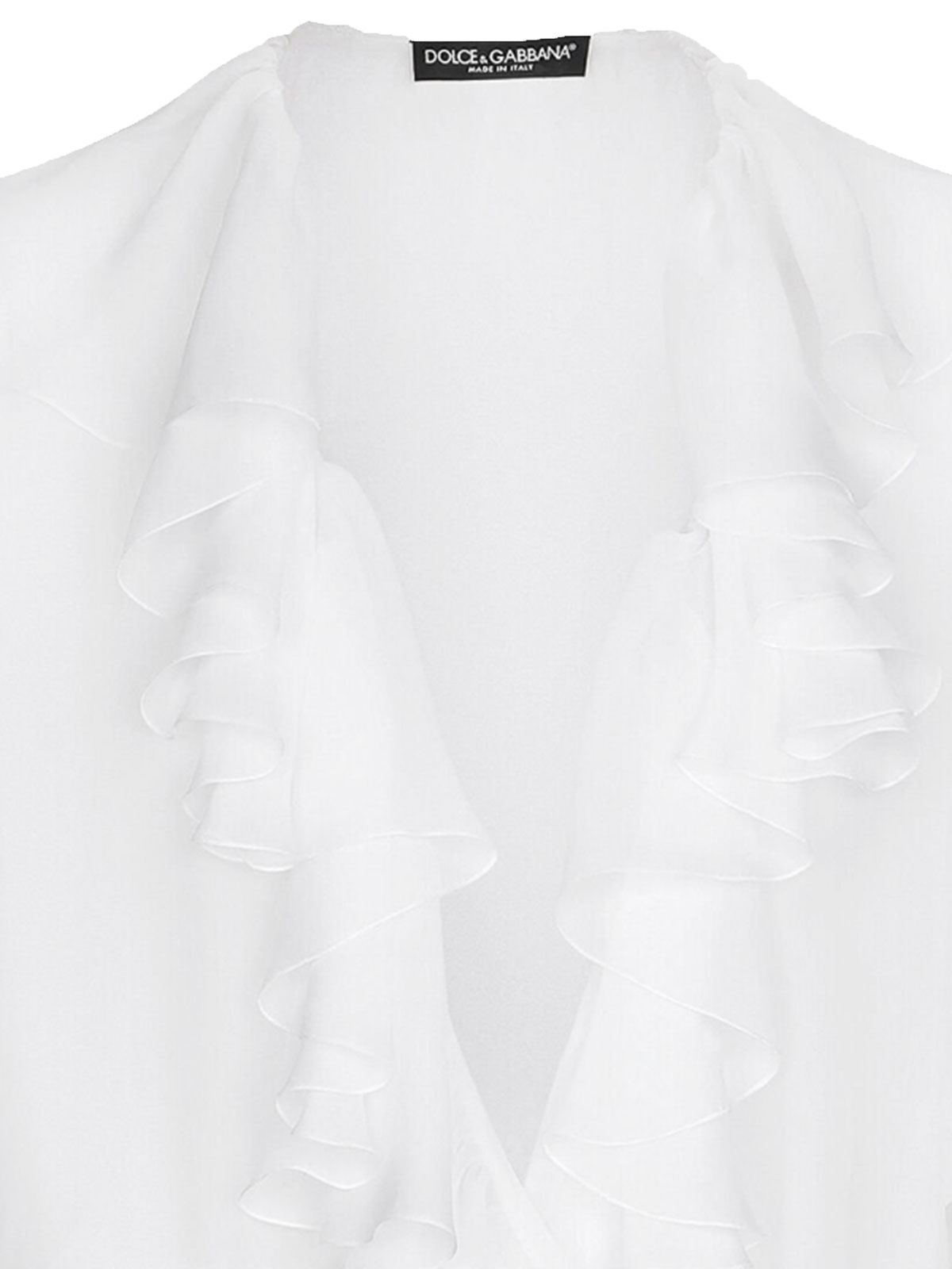 Shop Dolce & Gabbana Chiffon Blouse With Ruffles In White