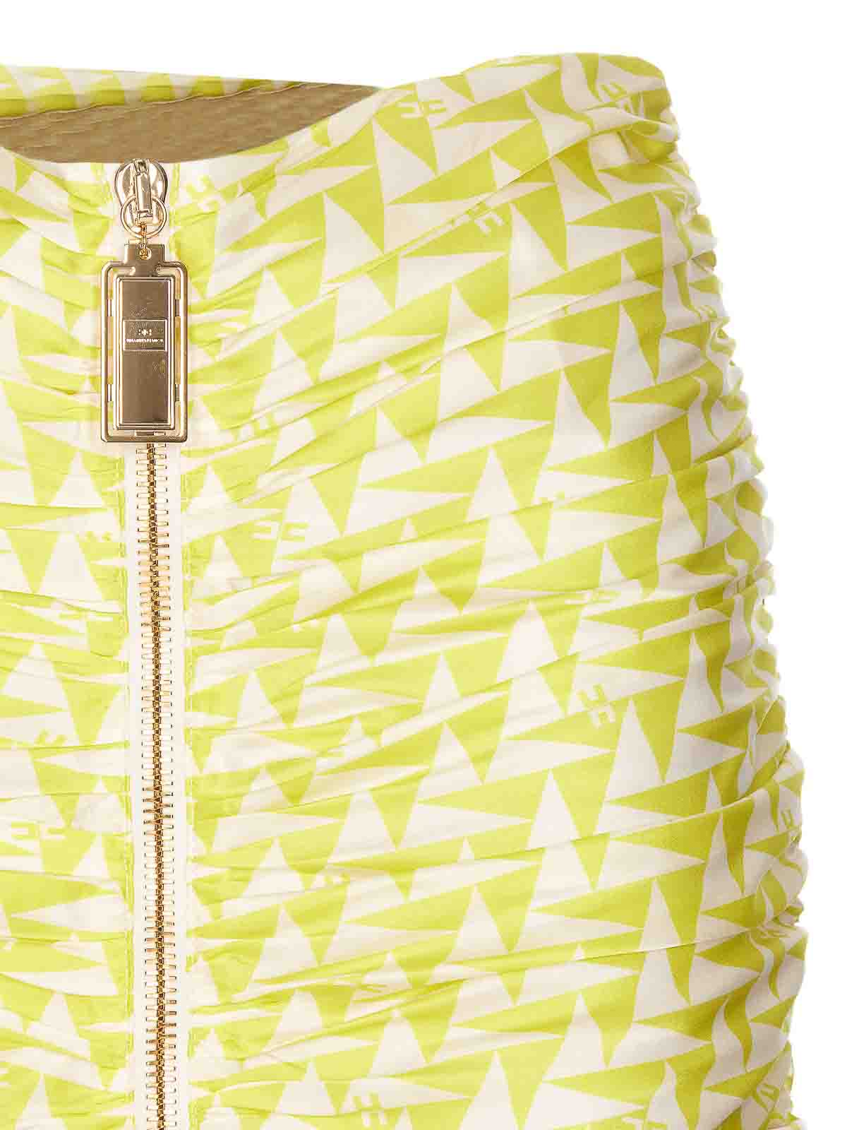 Shop Elisabetta Franchi Cedro Mini Skirt Frontal Zip All In Yellow