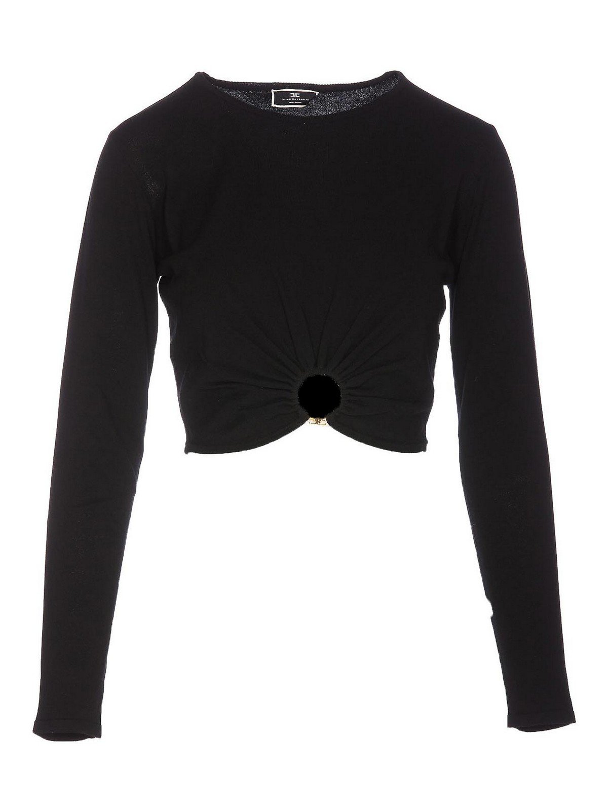 Elisabetta Franchi Cropped Top With Ring In Black