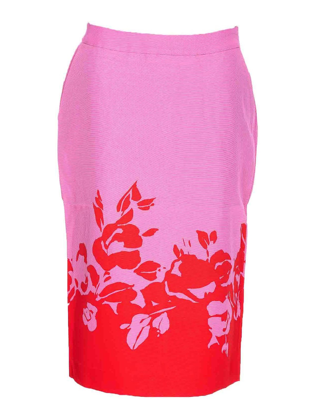Shop Essentiel Antwerp Pink And Red Floral Print Midi Skirt In Nude & Neutrals