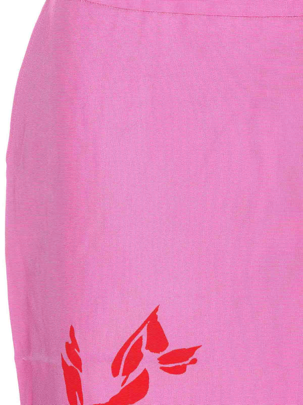 Shop Essentiel Antwerp Pink And Red Floral Print Midi Skirt In Nude & Neutrals