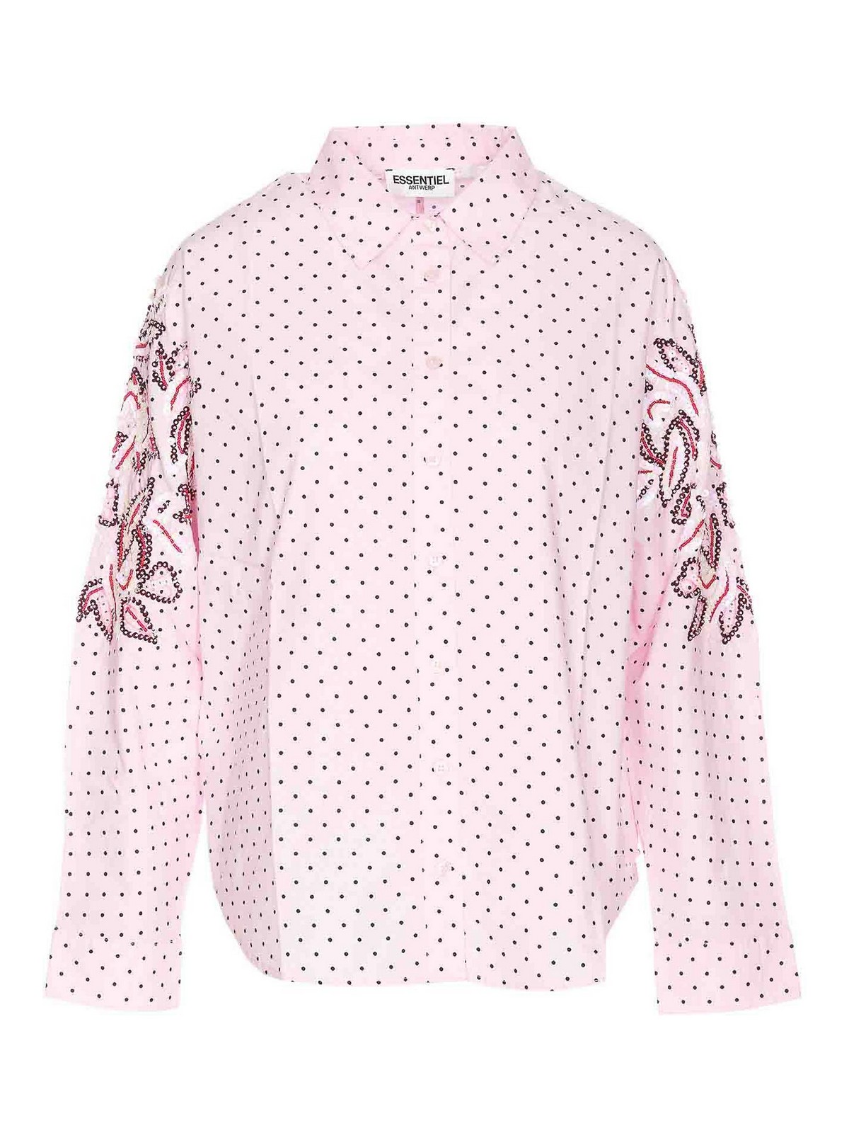 Essentiel Antwerp Pink And Black Feenie Shirt Buttons Polka In Nude & Neutrals