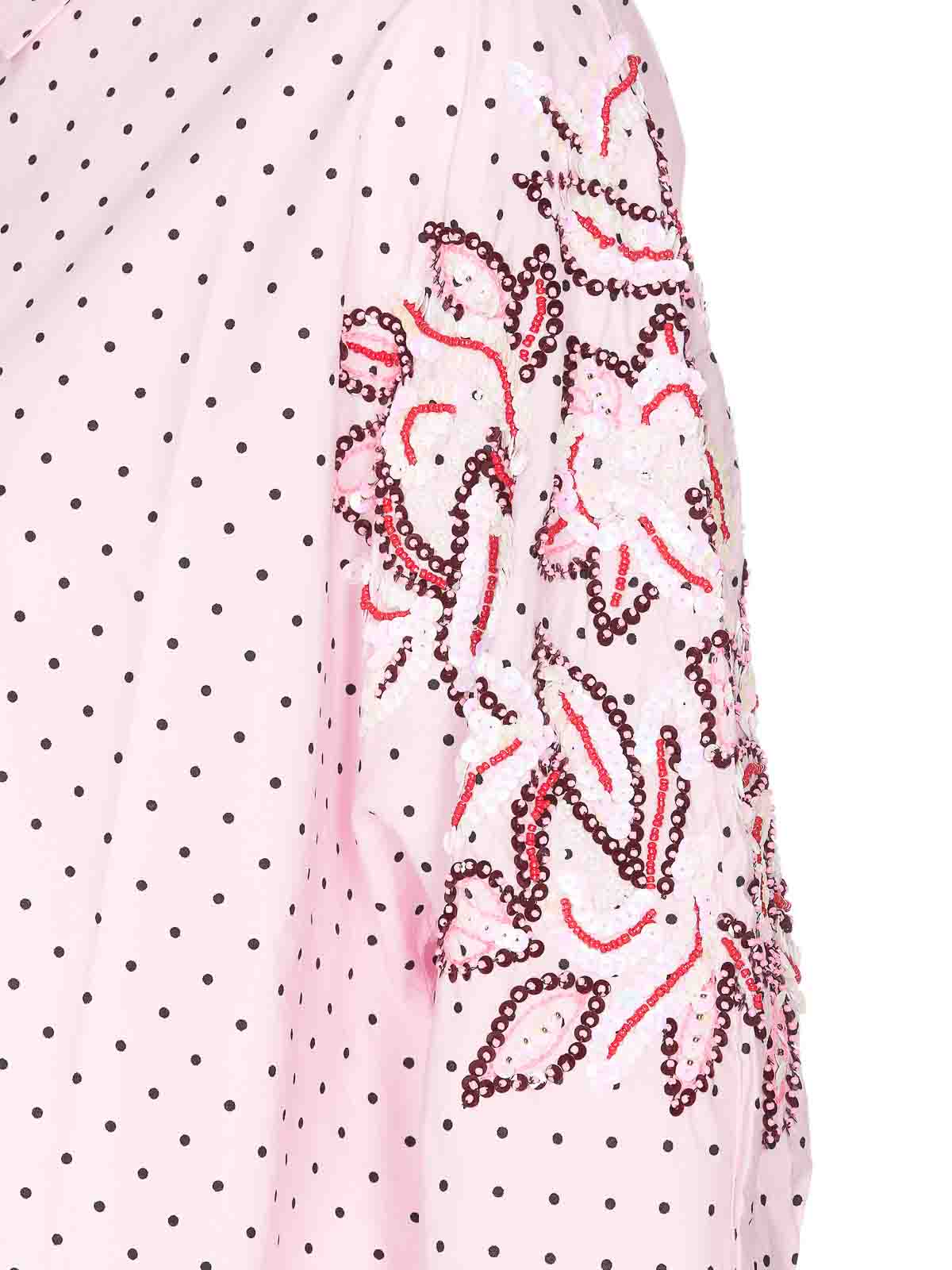 Shop Essentiel Antwerp Pink And Black Feenie Shirt Buttons Polka In Nude & Neutrals