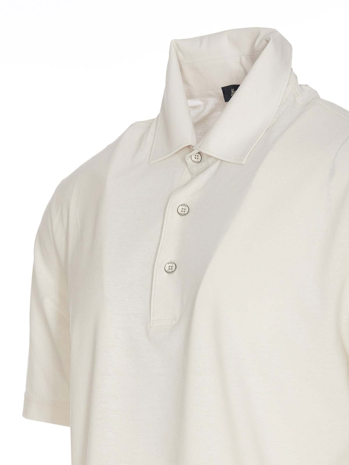 Shop Herno White Polo Regular Collar Buttons