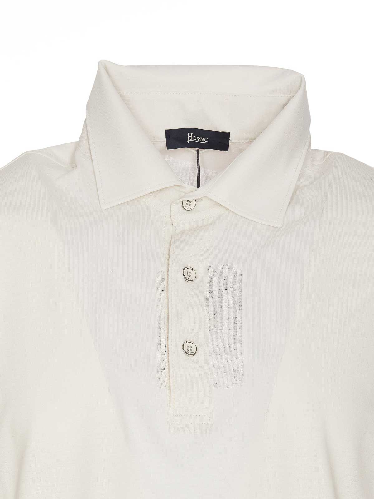 Shop Herno White Polo Regular Collar Buttons