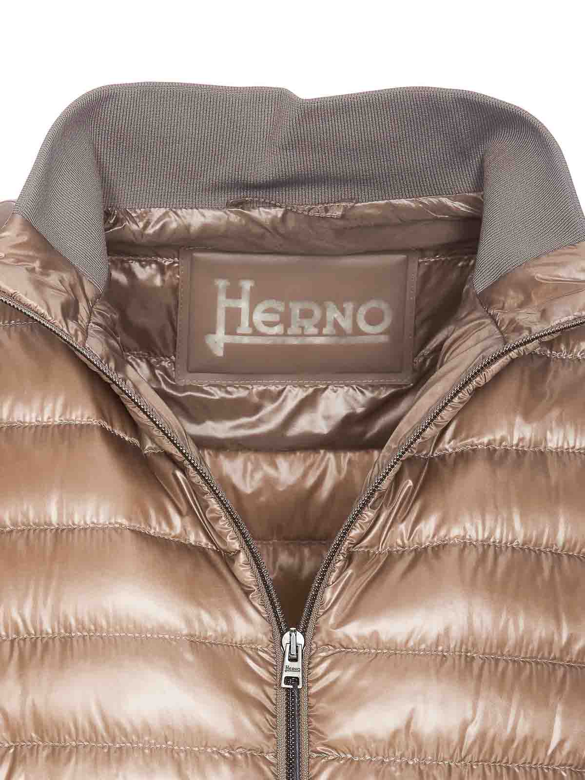 Shop Herno Grey Bomber Jacket With Zip In Beige