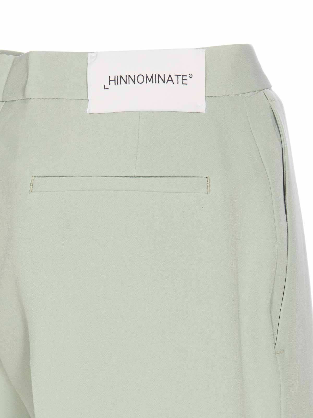Shop Hinnominate Green Trousers Zip Hook Lateral Pockets