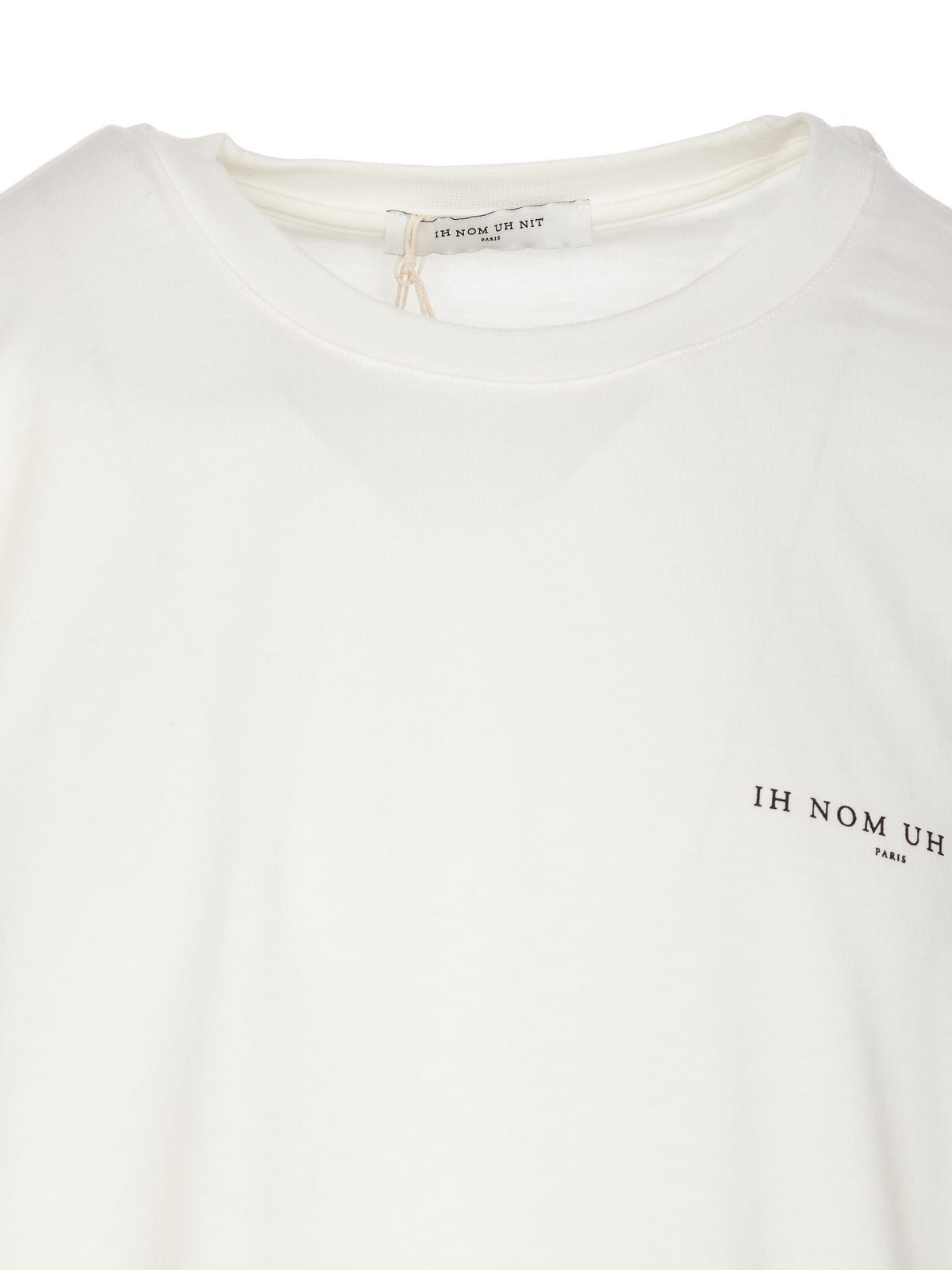 Shop Ih Nom Uh Nit White T-shirt Crewneck Frontal Print Logo