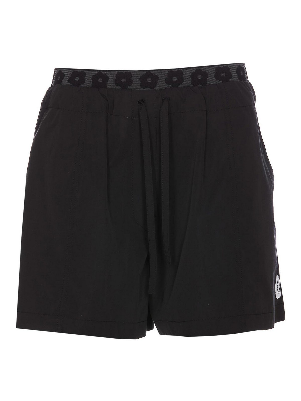 Kenzo Black Boke Shorts With Embroidered Patch