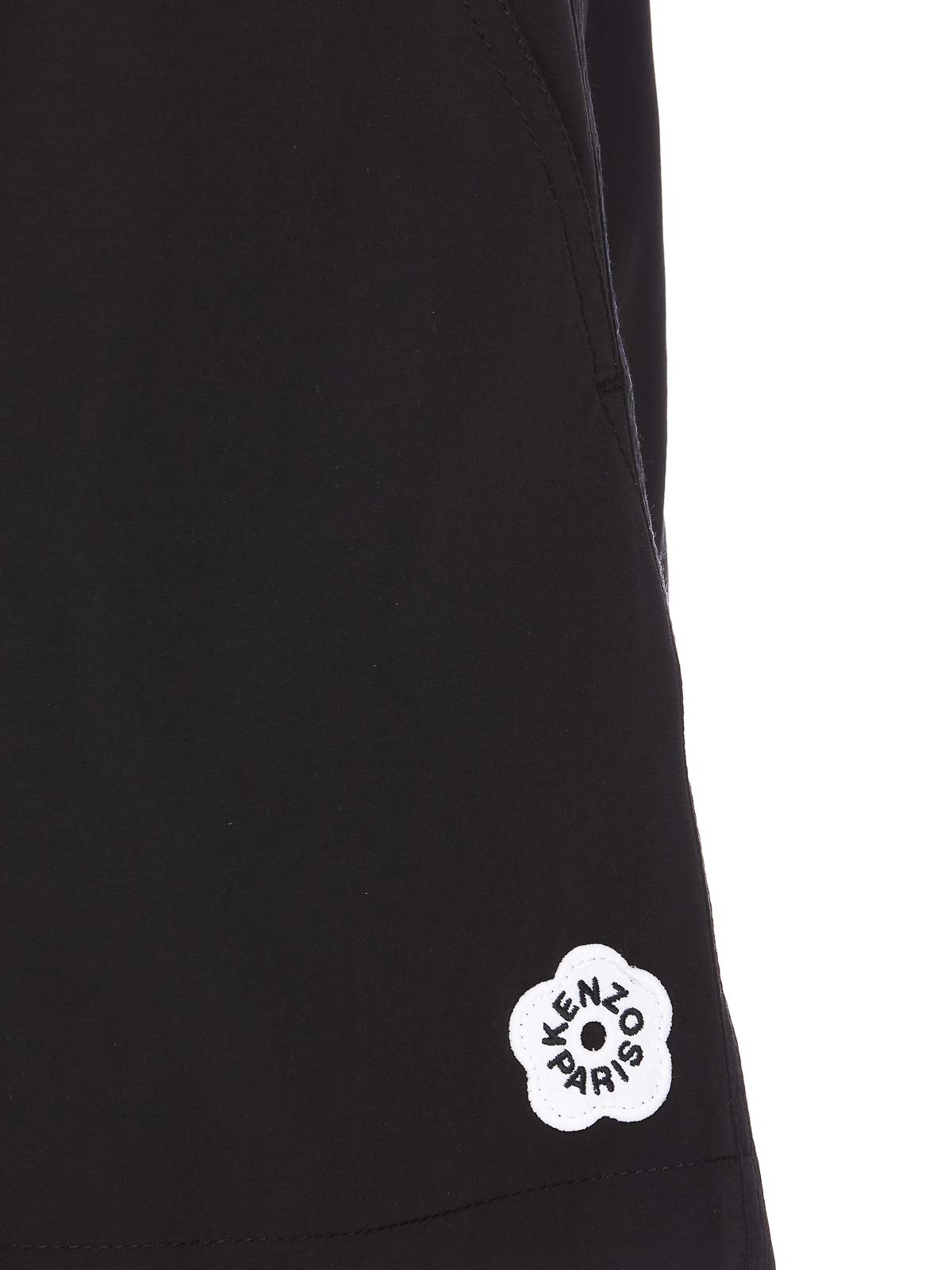 Shop Kenzo Black Boke Shorts With Embroidered Patch
