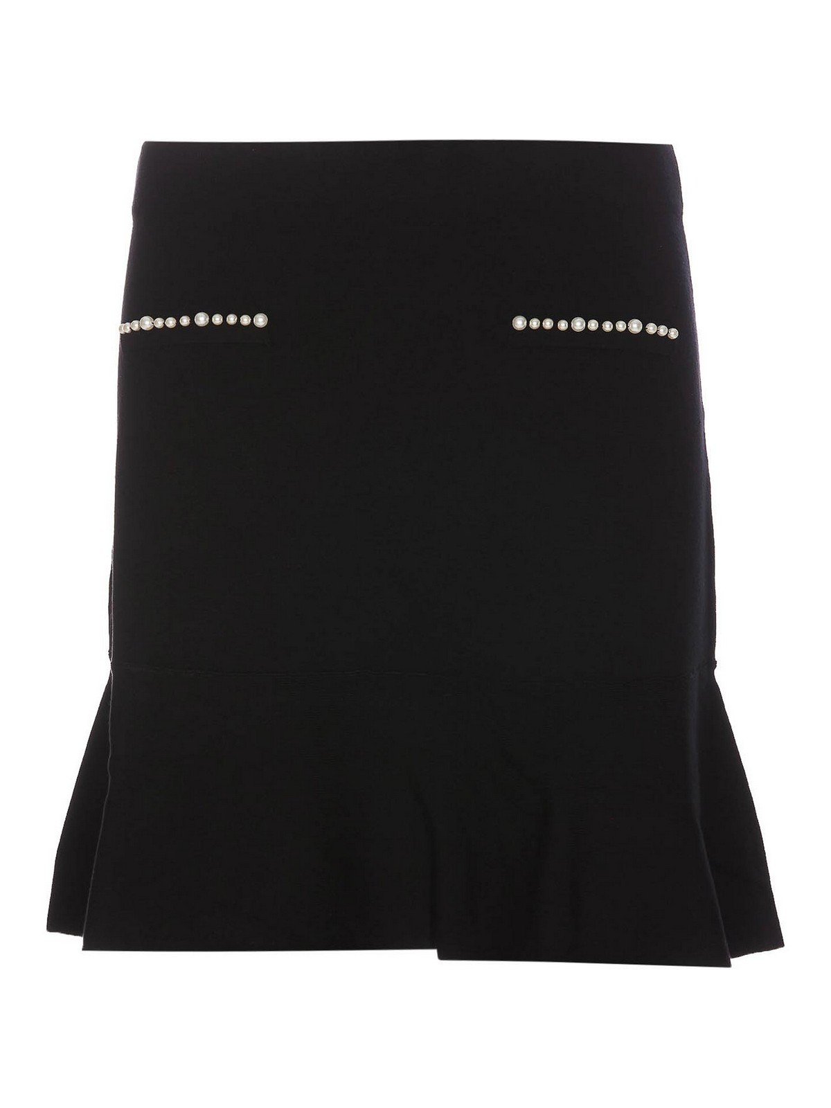 Shop Liu •jo Black Skirt Mini Model Pearls On
