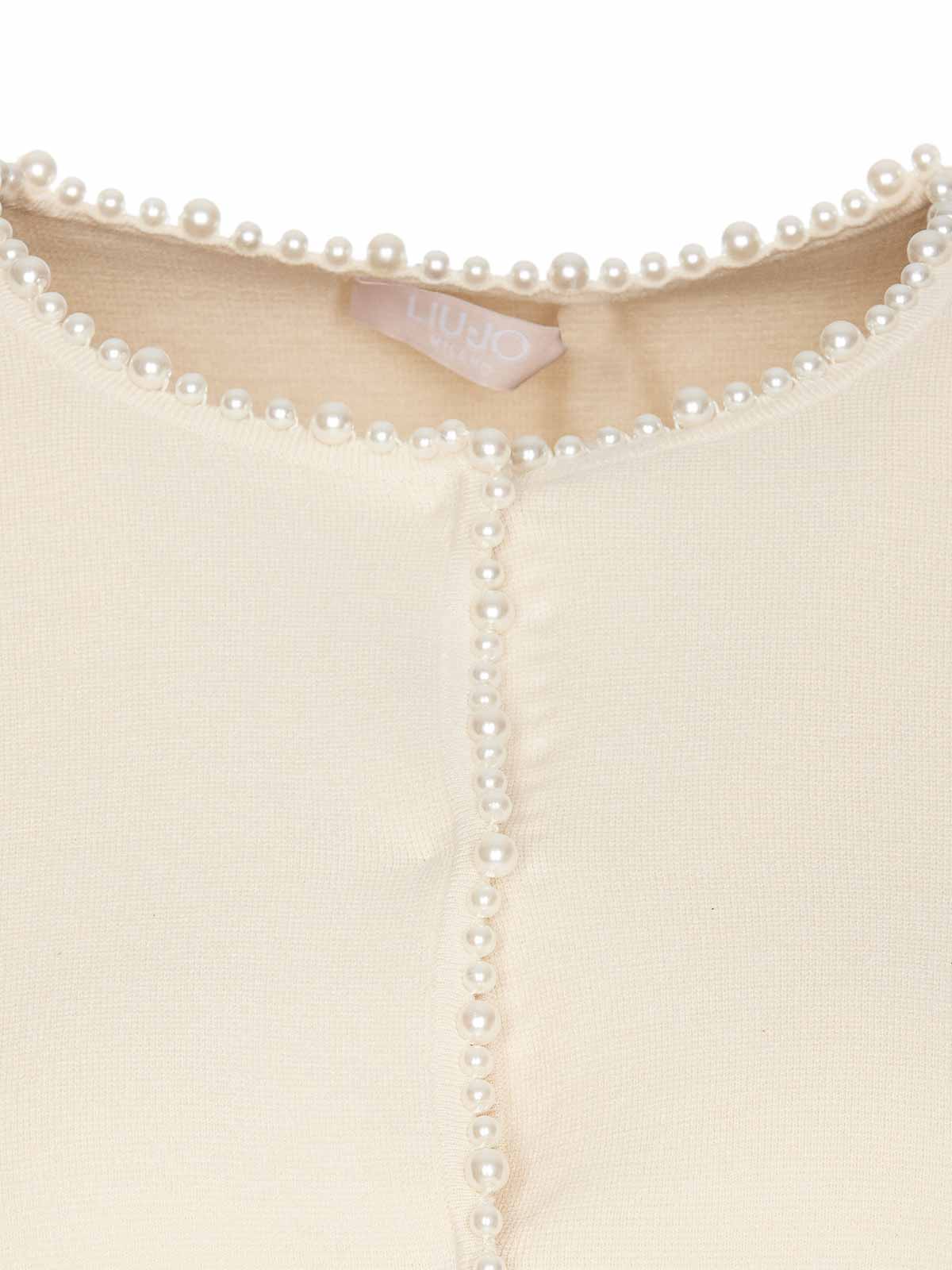 Shop Liu •jo White Pearls Jacket With Buttons