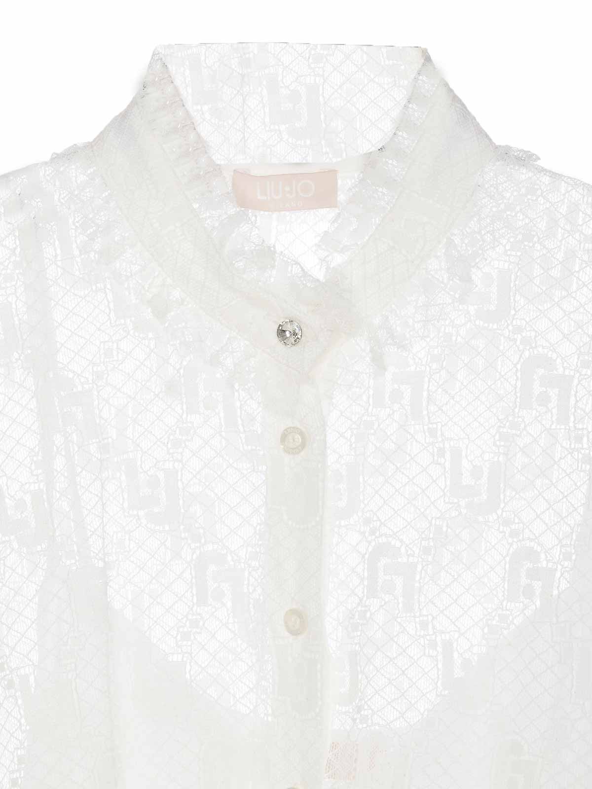 Shop Liu •jo White Monogram Shirt With Logo