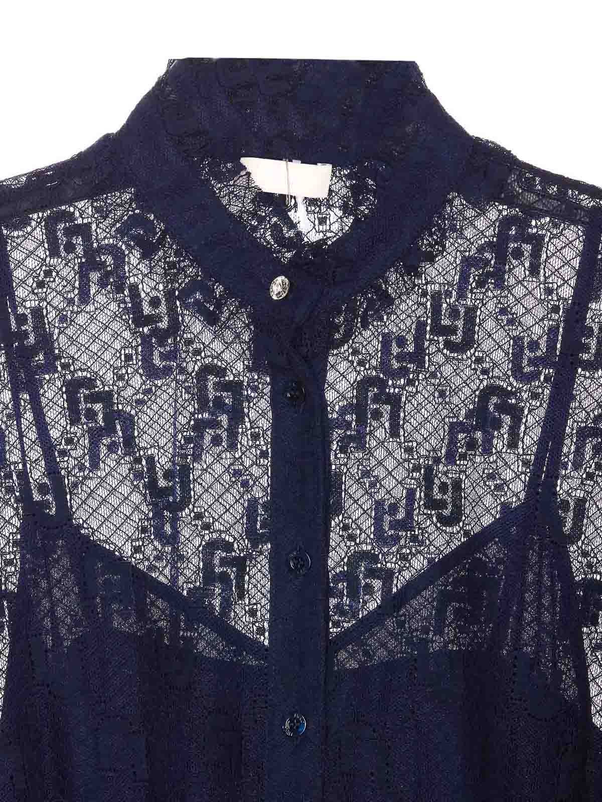 Shop Liu •jo Monogram Laces Shirt In Blue