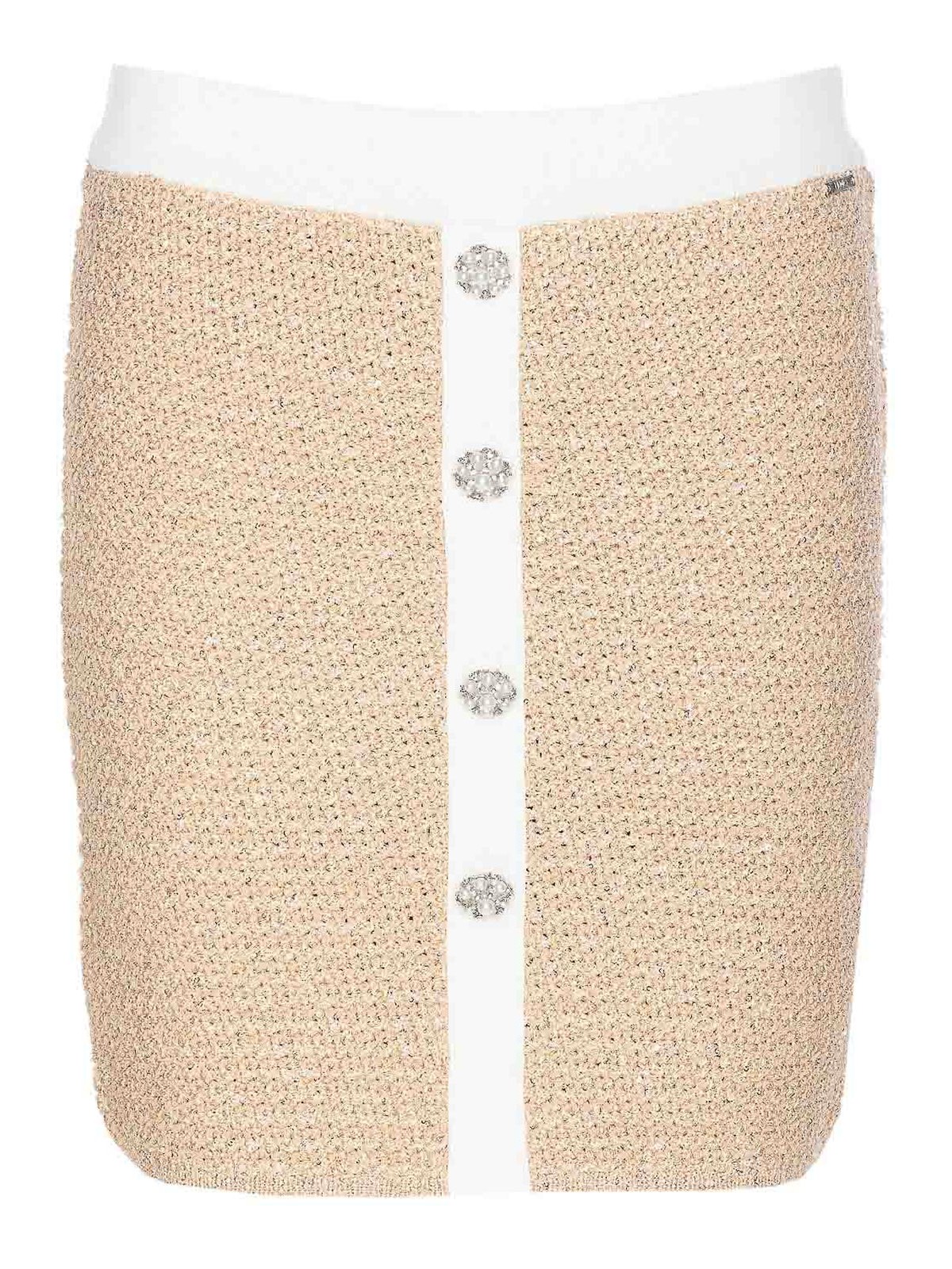 Shop Liu •jo Beige Mini Skirt High Neck Frontal
