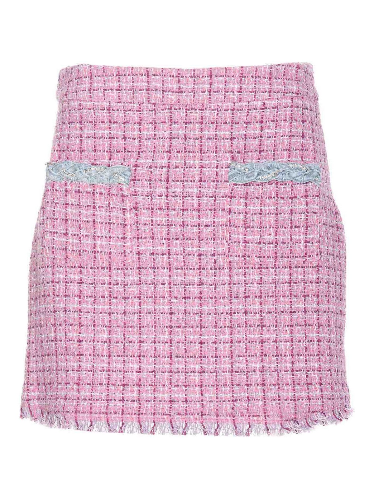 Shop Liu •jo Boucle Mini Skirt In Nude & Neutrals