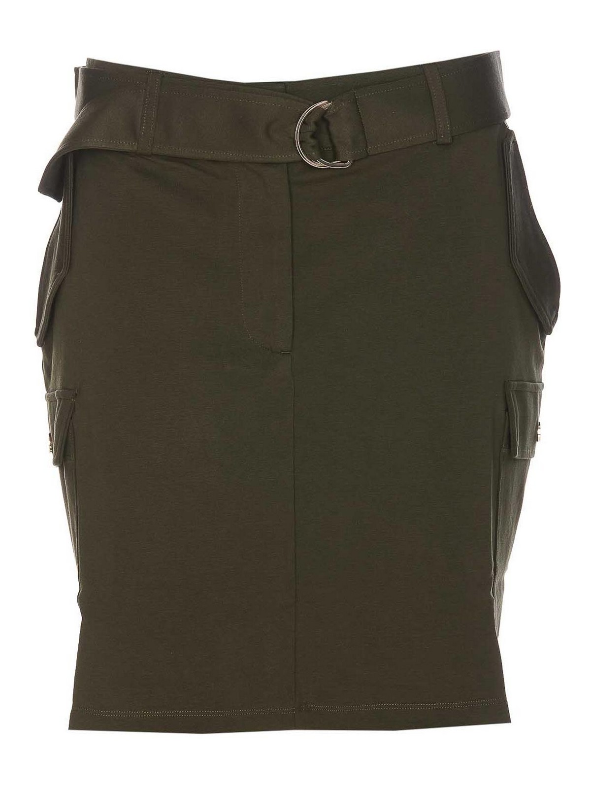 Shop Liu •jo Military Green Skirt Zip And Button