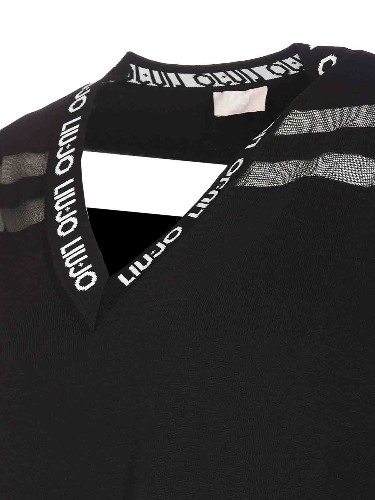 Shop Liu •jo Black Sweater Logo On Neck Crewneck