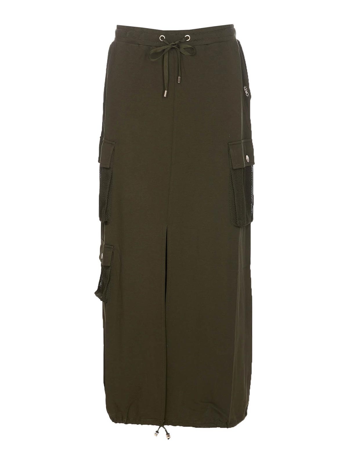 Shop Liu •jo Lichene Green Elasticized Midi Skirt