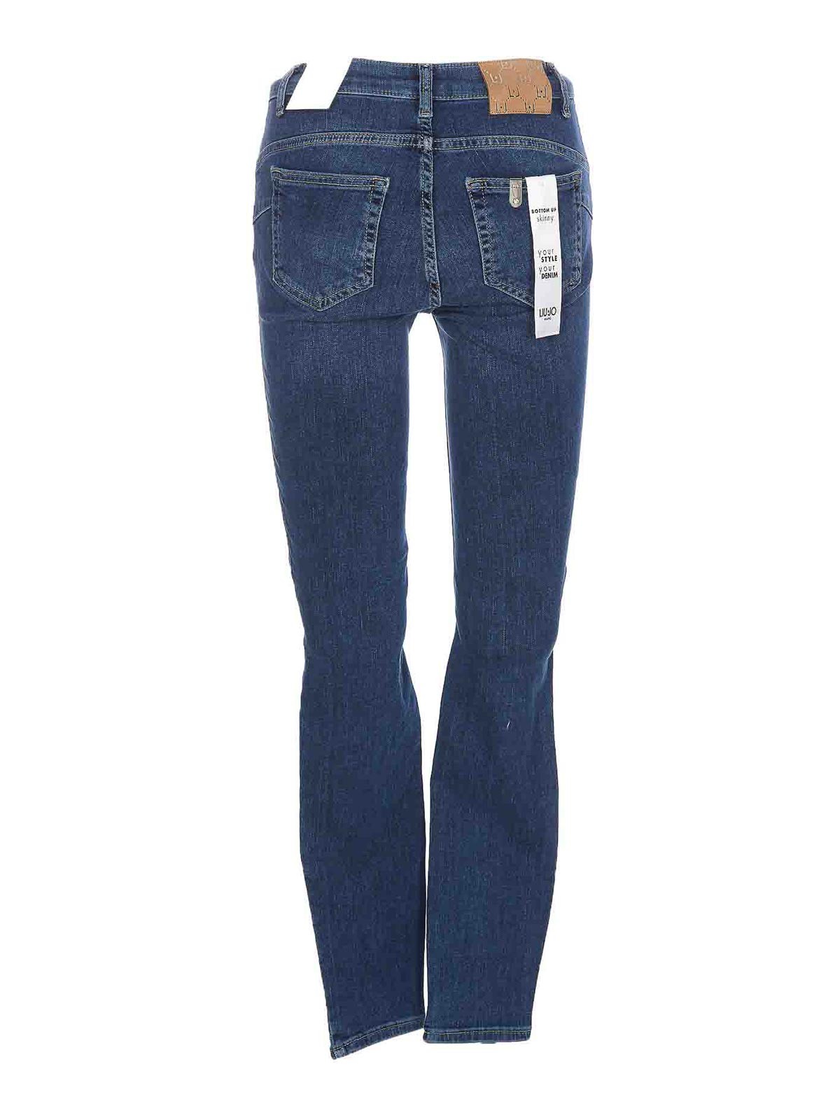 Shop Liu •jo Denim Jeans Zip And Button In Blue