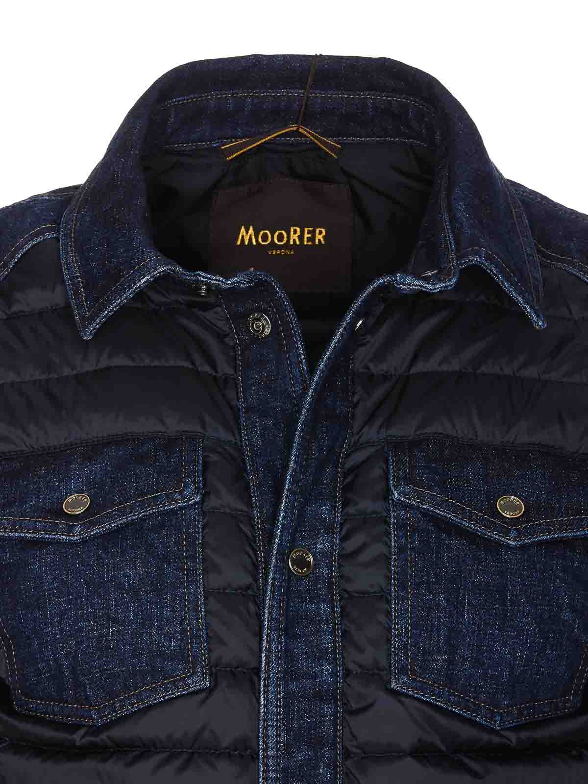 Shop Moorer Blue Crespi Jacket Light Padded
