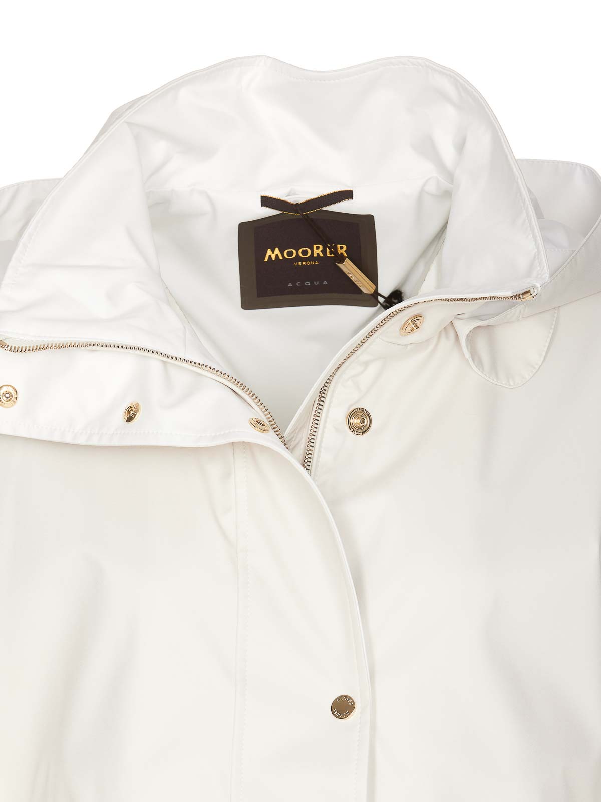 Shop Moorer White Lawrie Jacket Zip And Buttons