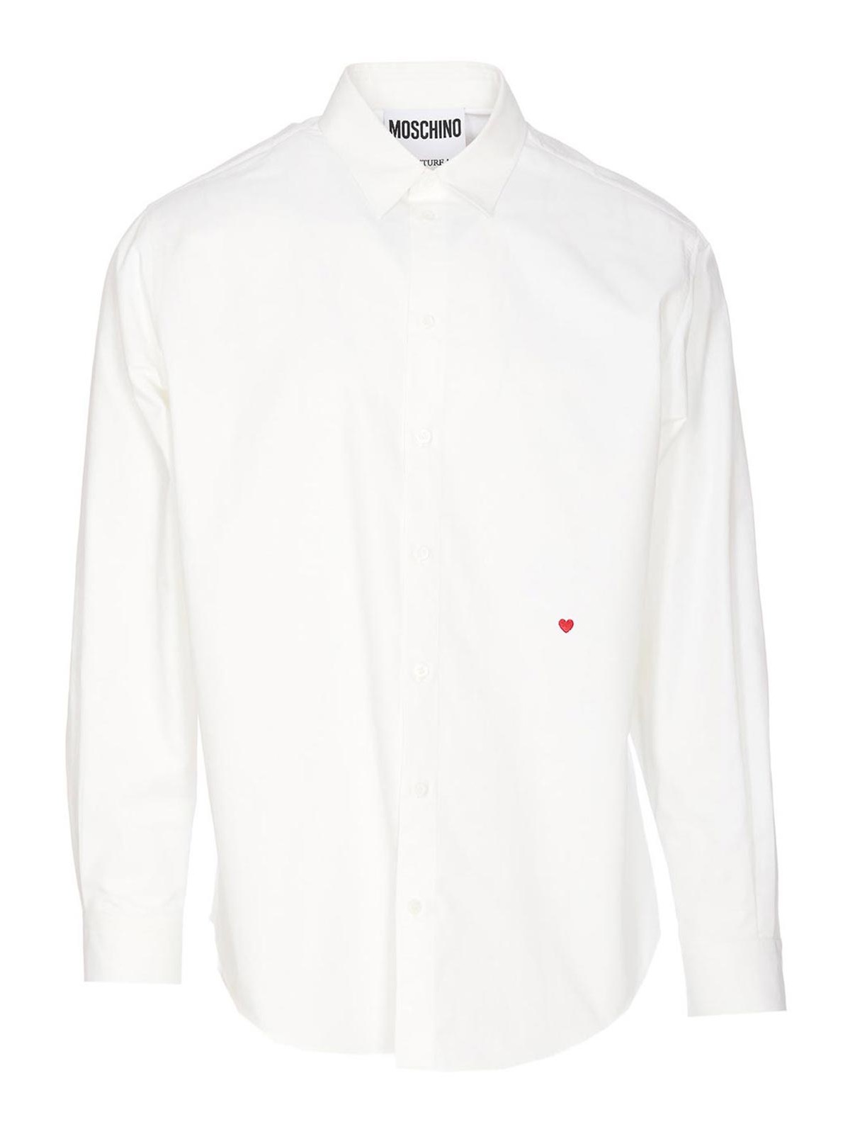 Moschino Heart-embroidered Cotton-blend Shirt In White