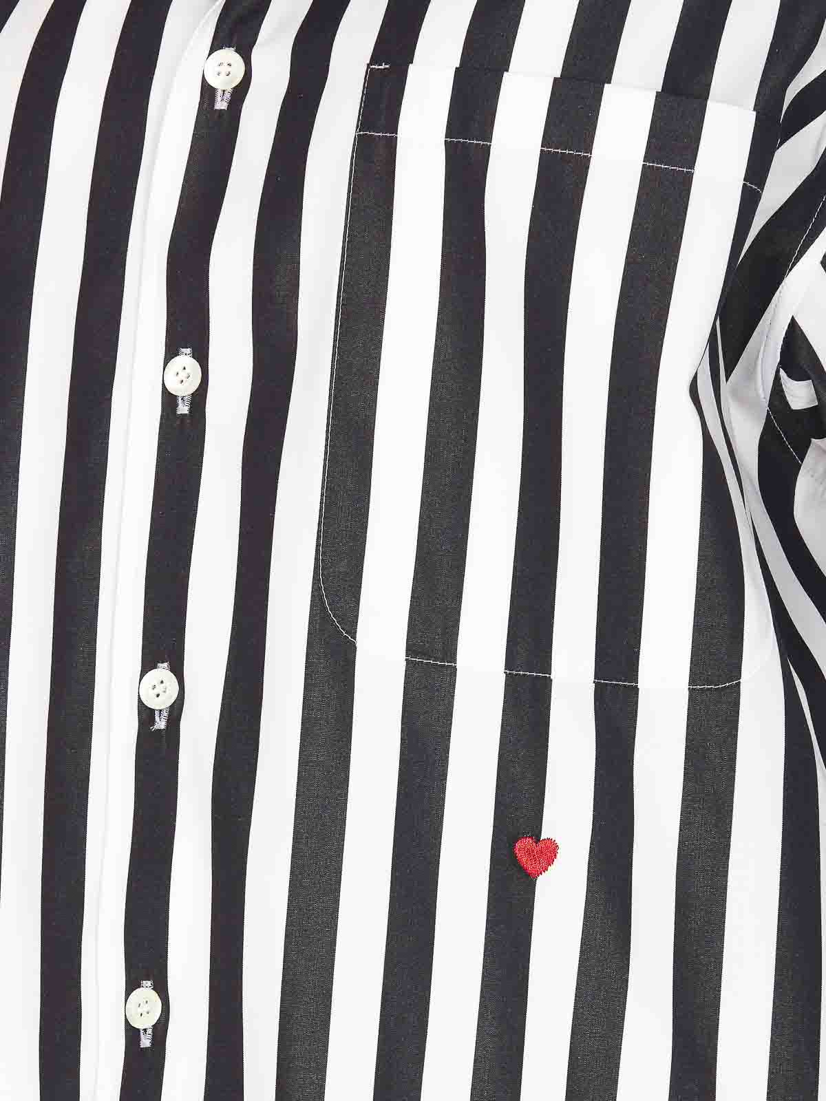 Shop Moschino Black And White Heart Striped Shirt