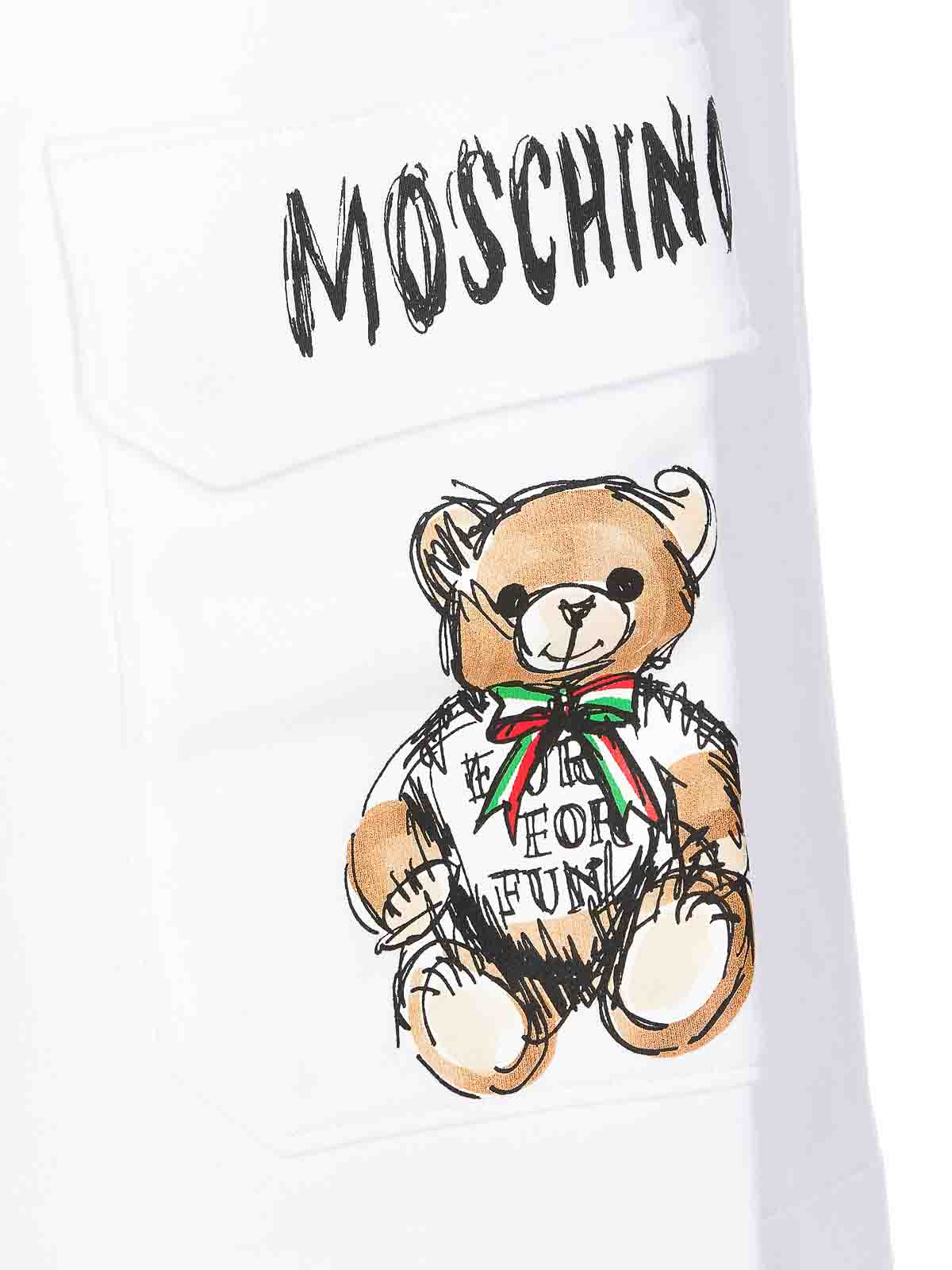 Shop Moschino Drawn Teddy Bear Sweatshorts In White