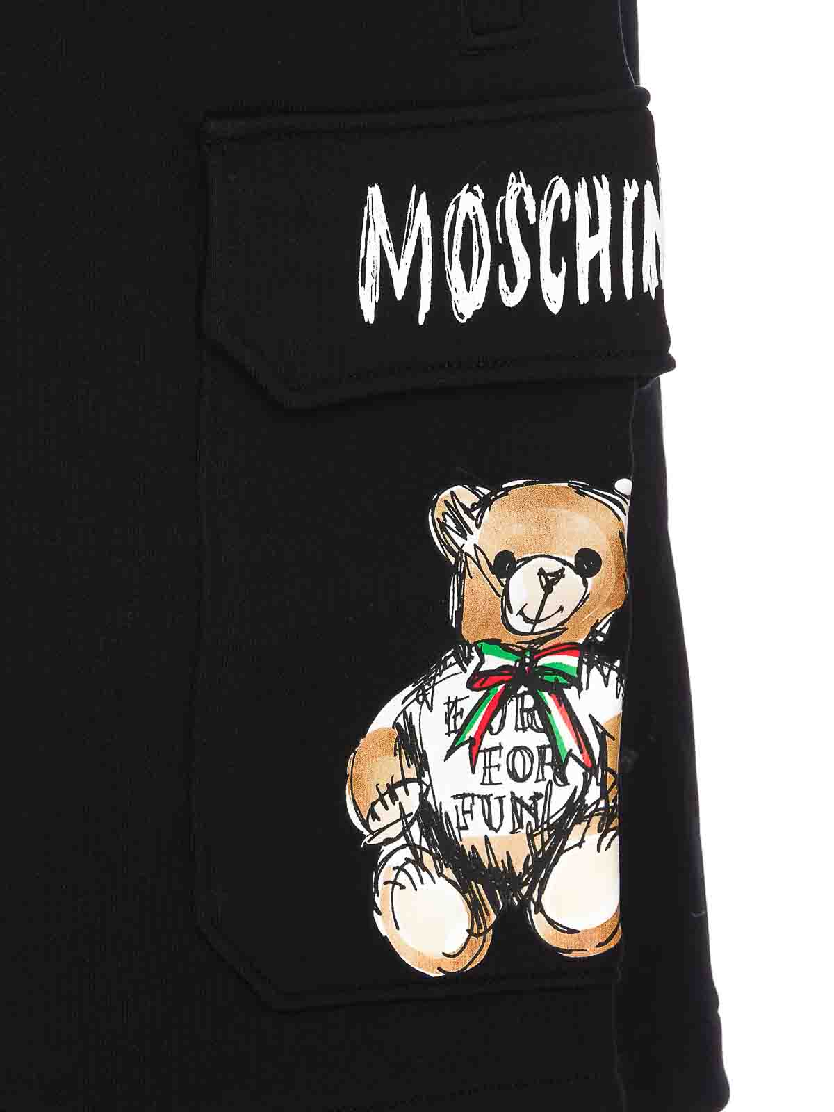 Shop Moschino Drawn Teddy Bear Sweatshorts In Black