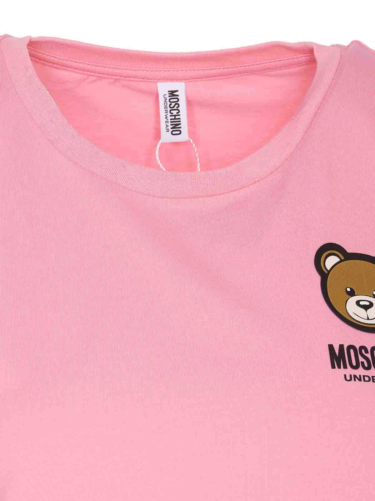 Shop Moschino Underbear Logo T-shirt In Nude & Neutrals