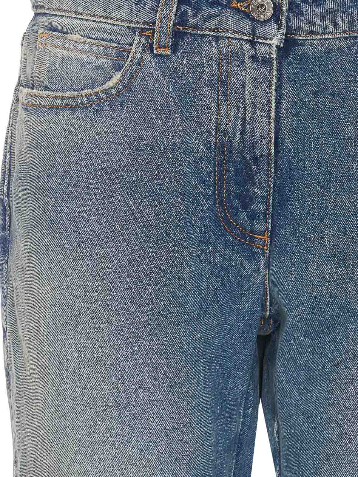 Shop Off-white Denim Trousers Blue Logo Zip