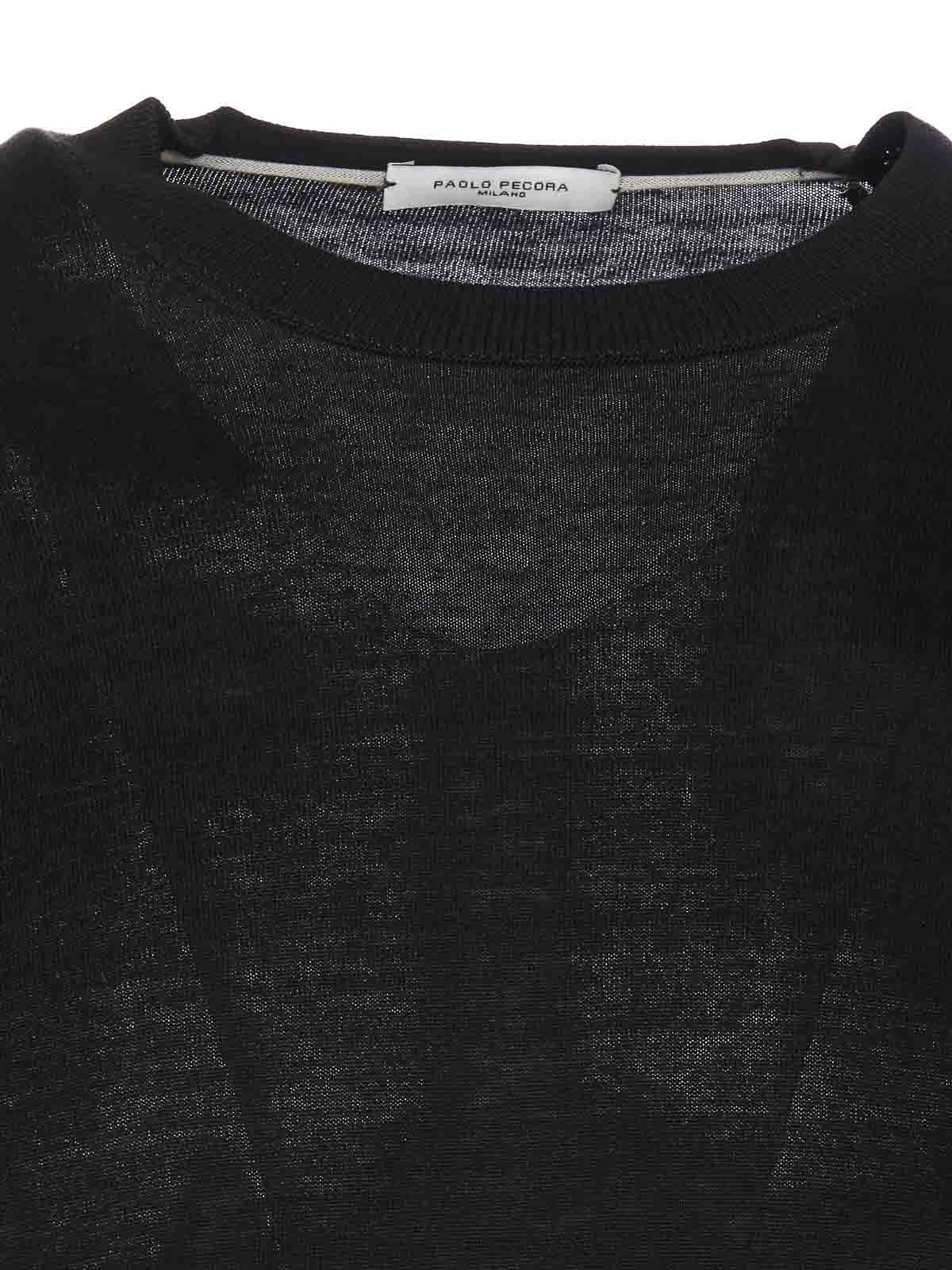 Shop Paolo Pecora Black Sweater Crewneck Knit